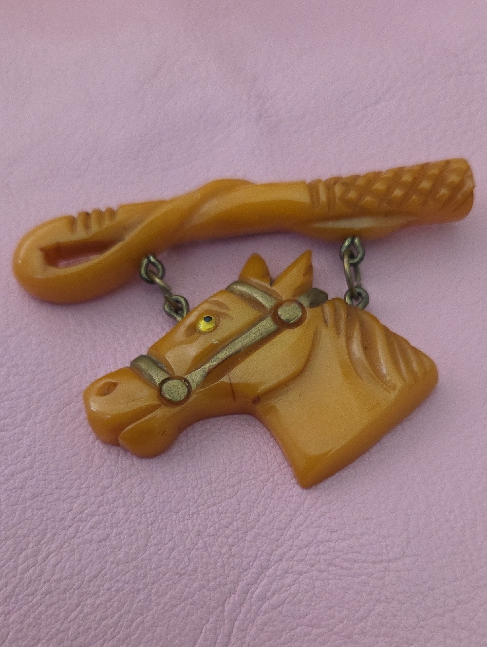 Bakelite Vintage Horse Head Brooch.